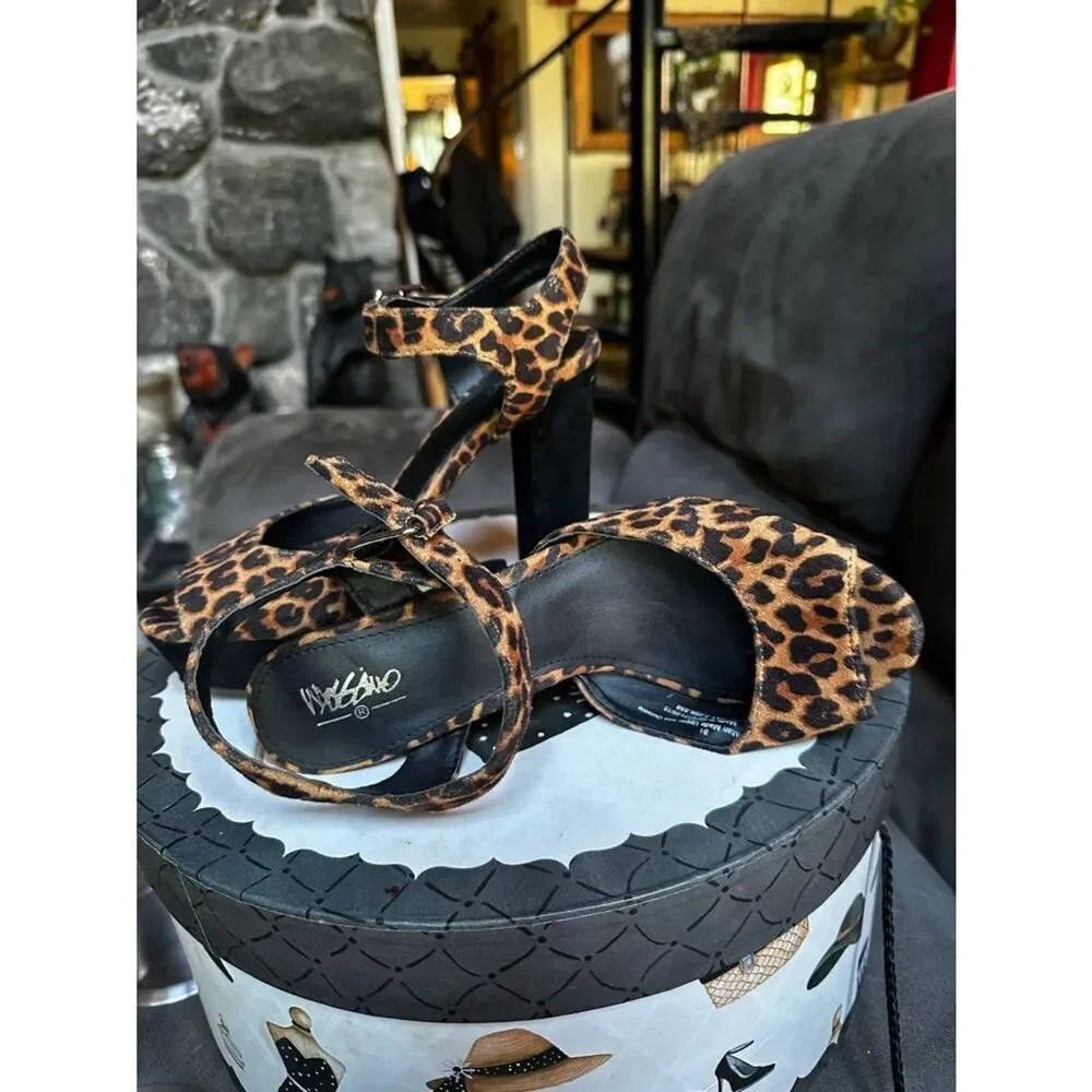 Mossimo Supply Co. Leopard Print Platform Block Heel Sandal - Black and Brown